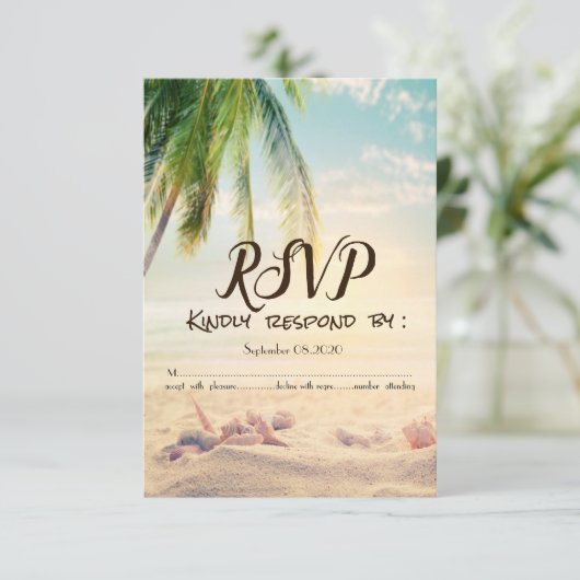 Strand, Palm, Seastar, Seashell UAWG Einladung (Stehend Vorderseite)