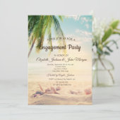 Strand, Palm, Seastar, Seashell-Verlobung Einladung (Stehend Vorderseite)