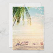 Strand, Palm, Seastar, Seashell-Verlobung Einladung (Rückseite)