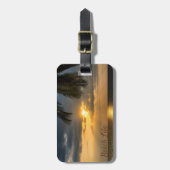 Strand, Palm, Sonnenuntergang - Personalisiert Gepäckanhänger (Vorderseite vertikal)