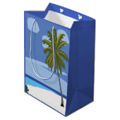 Strand Palm Tree Vacation Beach Mittlere Geschenktüte (Rückseite Schrägansicht)