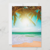 Strand, Palme, Sonne, Lichterkette Skript Save The Date (Rückseite)