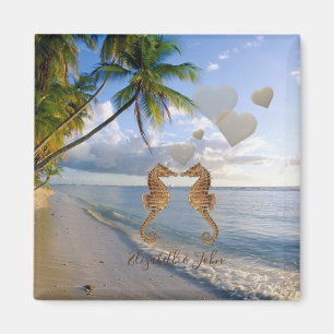 Strand, Palme, Verliebte Seepferdchen - Personalis Magnet