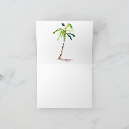 Strand, Palmen, Hochzeiten im Ozean Dankeskarte (Innenseite)