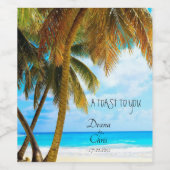 Strand, Palmen, Hochzeiten im Ozean Weinetikett (Einzelnes Label)