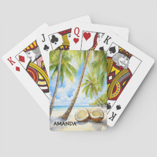 Strand, Palmen, Kokospalmen, Karten spielen Spielkarten