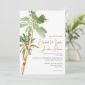 Strand Palmen Kupfer tropische Destination Einladung (Stehend Vorderseite)