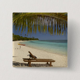 Strand, Palmen & Liegestuhl Button