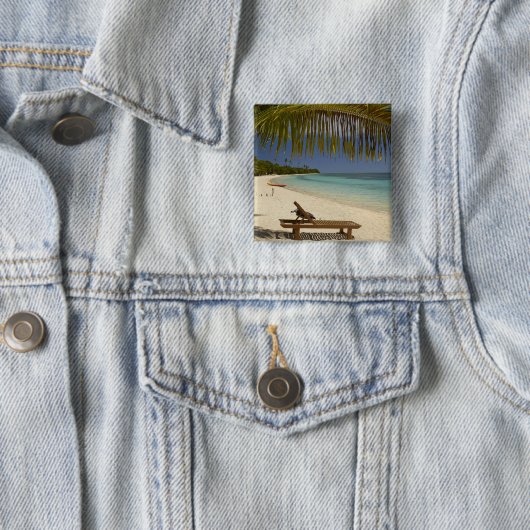 Strand, Palmen & Liegestühle Button (Beispiel)