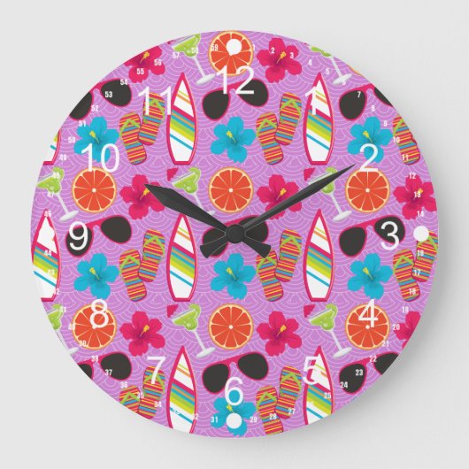 Strand-Party drehen Reinfall-Sonnenbrillen lila Große Wanduhr (Vorderseite)
