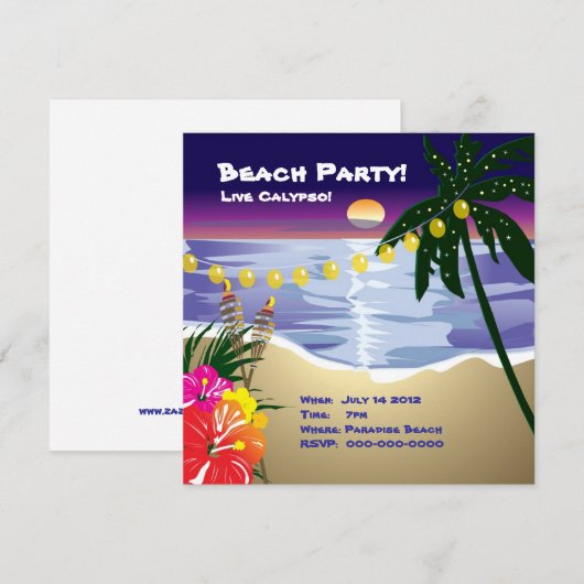 Strand-Party Einladung (Vorne/Hinten)