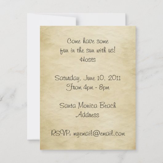 Strand-Party Einladung (Rückseite)