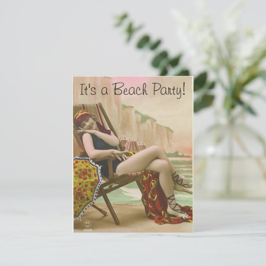 Strand-Party Einladung (Stehend Vorderseite)