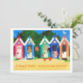 Strand-Party Einladung - Strand-Hütten (Stehend Vorderseite)