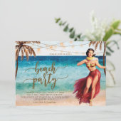Strand-Party Einladungs-Palmen hula Einladung (Stehend Vorderseite)