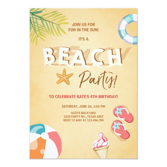 Strand Party Einladungs Strand Geburtstag Grillen Einladung Zazzle De