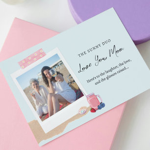 Strand Pastell Rosa Blau Tochter Foto Muttertag Karte