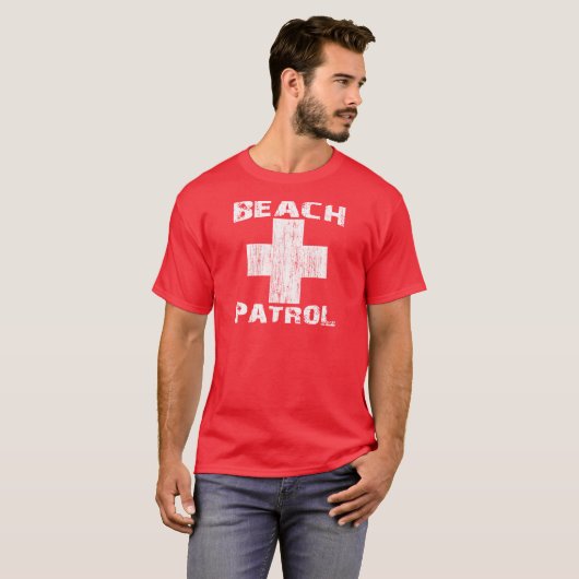 STRAND PATROUILLE beunruhigter weißer T-Shirt (Vorne ganz)