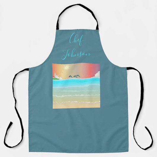 Strand Personalisierte Schürze mit Delphinen (Vorderseite)