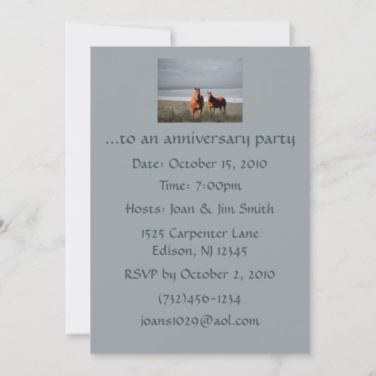 Strand-Pferdeeinladung Einladung (Rückseite)