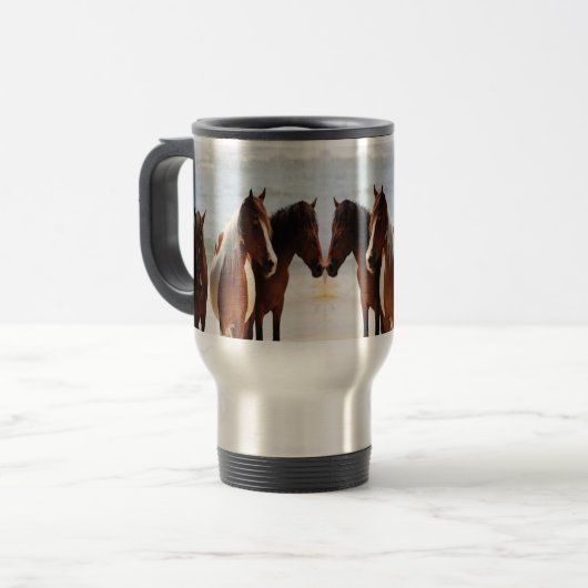 Strand-Pferdereise/Pendler-Tasse Reisebecher (Vorderseite Links)