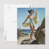 Strand PinUp Postkarte (Vorne/Hinten)