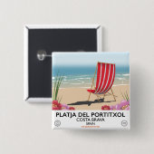 Strand Platja del Portitxol, Costa Brava, Spanien Button (Vorne & Hinten)