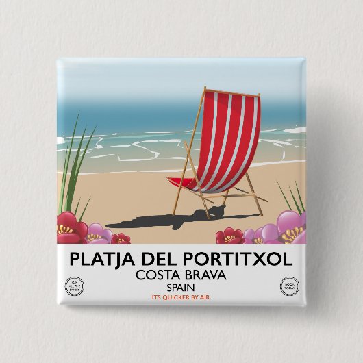 Strand Platja del Portitxol, Costa Brava, Spanien Button (Vorderseite)