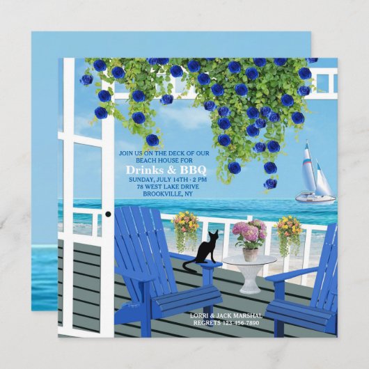 Strand-Plattform-Einladung Einladung (Vorne/Hinten)