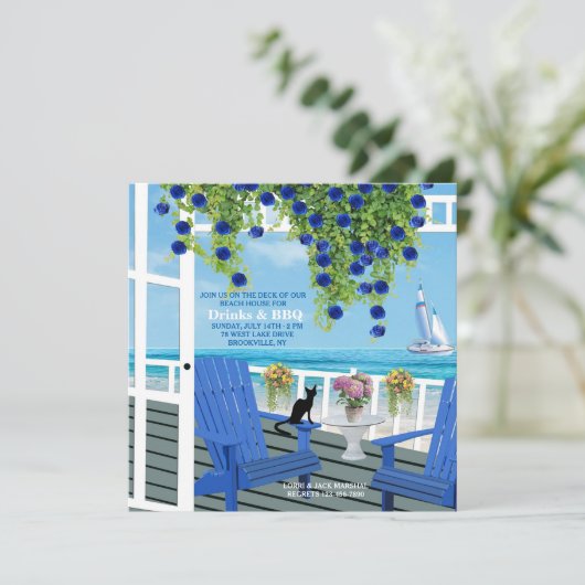 Strand-Plattform-Einladung Einladung (Stehend Vorderseite)