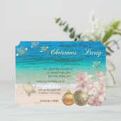 Strand, Plumeria, Weihnachtsbälle Corporate Party Einladung (Stehend Vorderseite)