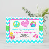 Strand-Pool-Einladung Einladung (Stehend Vorderseite)