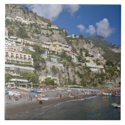 Strand Positano, Kampanien, Italien Fliese (Vorderseite)