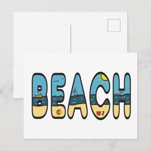 Strand Postkarte (Vorne/Hinten)