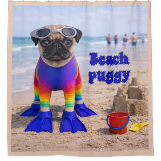 Strand-Puggy Duschvorhang (Vorderseite)