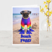 Strand Puggy Karte (Gelbe Blume)