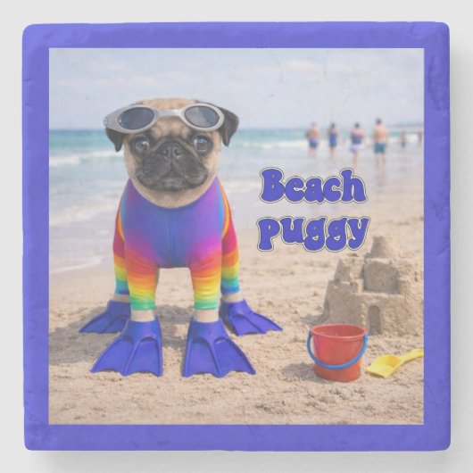 Strand-Puggy Steinuntersetzer (Vorderseite)