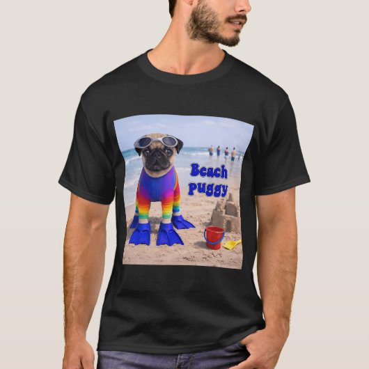 Strand Puggy! T-Shirt (Vorderseite)