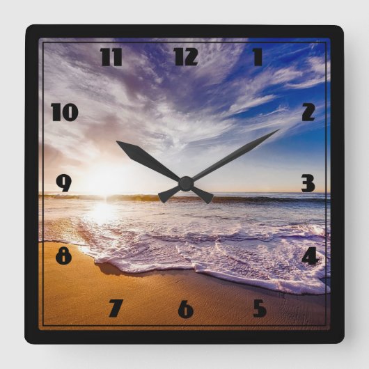 Strand Quadratische Wanduhr (Vorderseite)