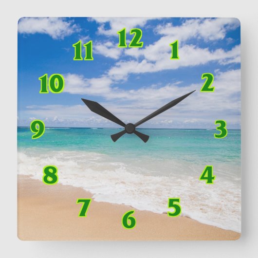 Strand Quadratische Wanduhr (Vorderseite)