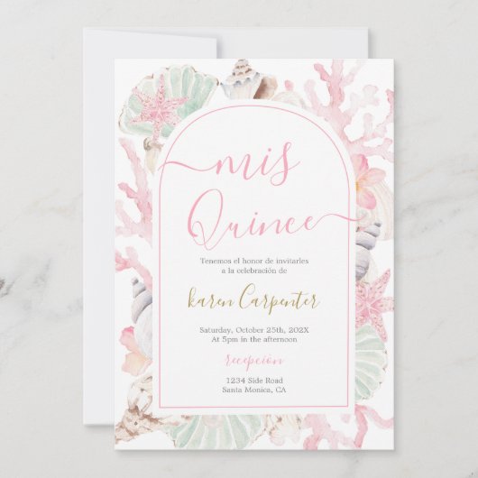 Strand Quinceanera-Einladung Einladung (Vorderseite)