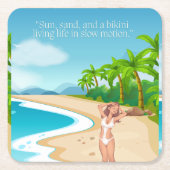 Strand Rechteckiger Pappuntersetzer (Vorderseite)