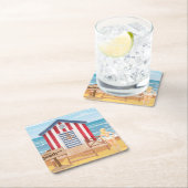 Strand Rechteckiger Pappuntersetzer (Vor Ort)