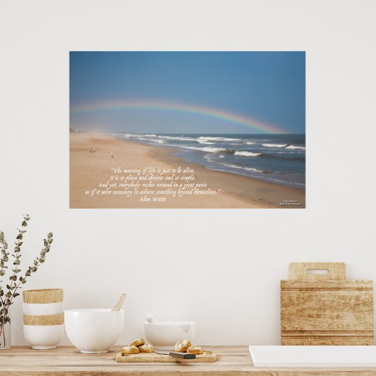 Strand, Regenbogen und die Bedeutung des Lebens Poster (Küche)