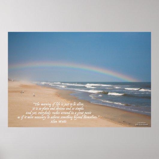 Strand, Regenbogen und die Bedeutung des Lebens Poster (Vorne)