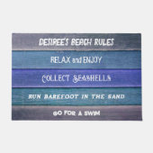 Strand regiert Rustikales blaues Aquamarines graue Fußmatte (Vorderseite)