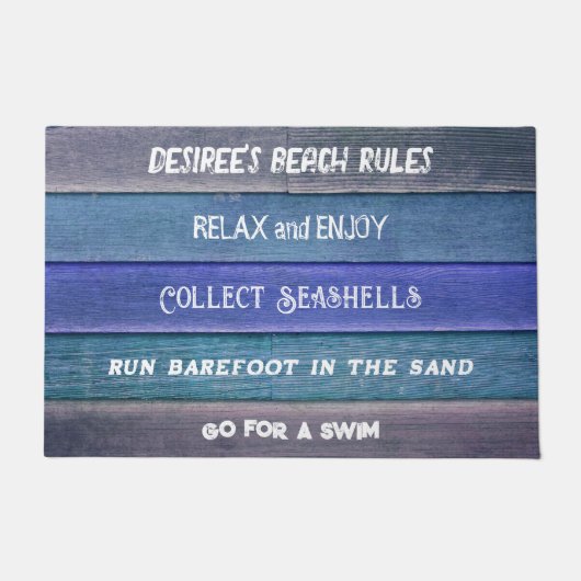 Strand regiert Rustikales blaues Aquamarines graue Fußmatte (Vorderseite)