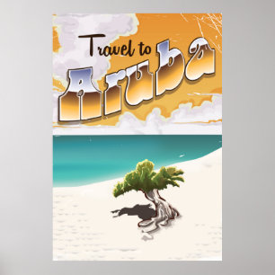 Strand-Reisedruck Arubas Vintager Poster