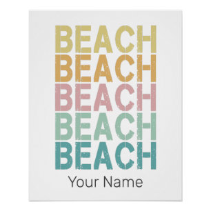 Strand Retro-Buchstaben Vintage-Urlaub Sommer Poster