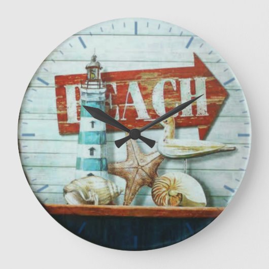 Strand Retro Große Wanduhr (Vorderseite)